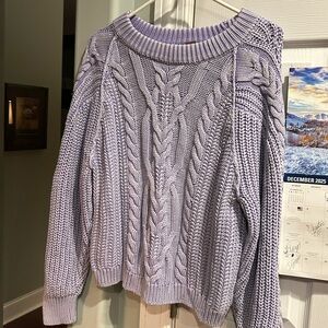 Lavender Cable Knit Sweater Free People